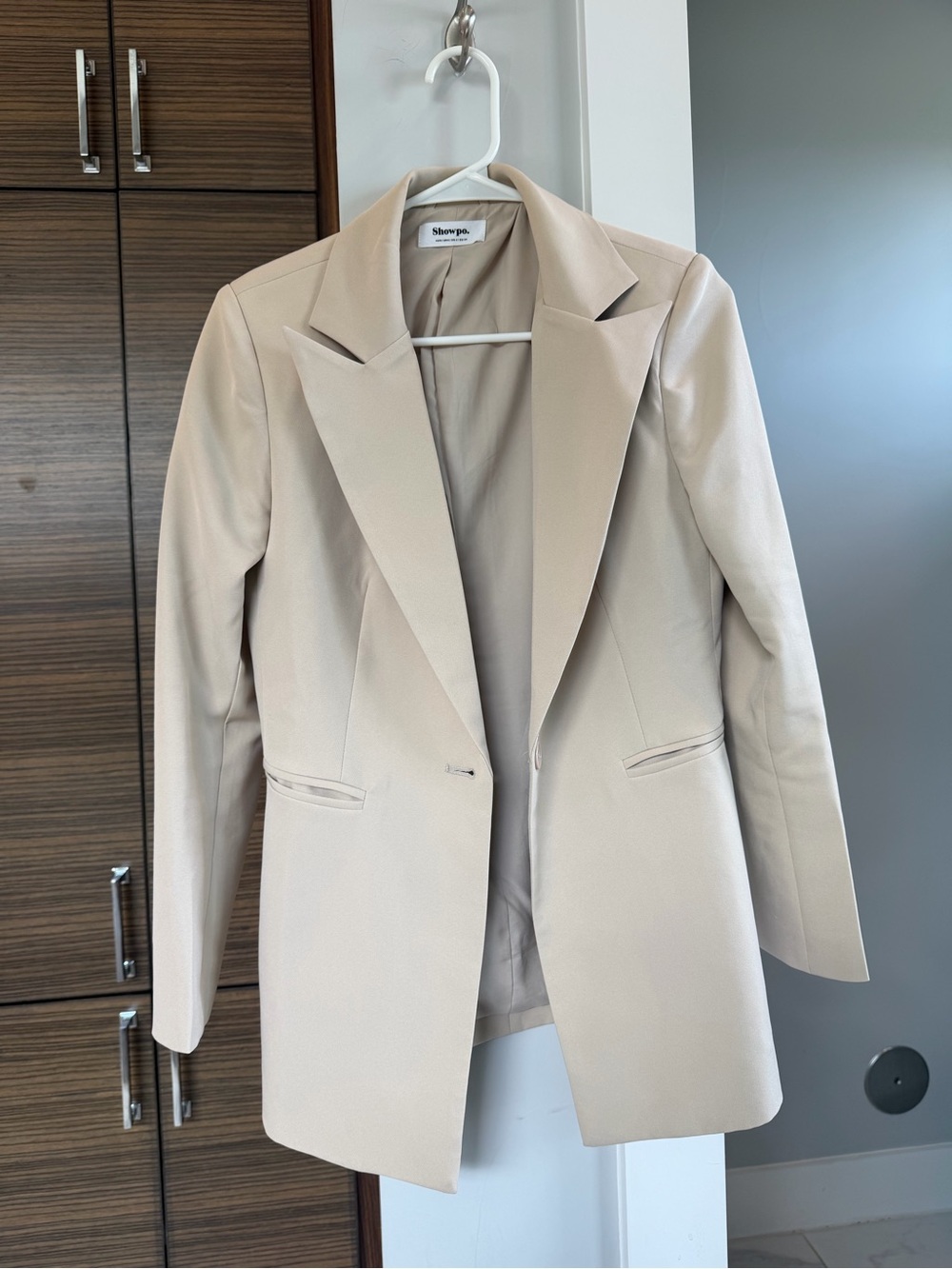 Showpo Beige Longline Blazer Jacket and pant set
